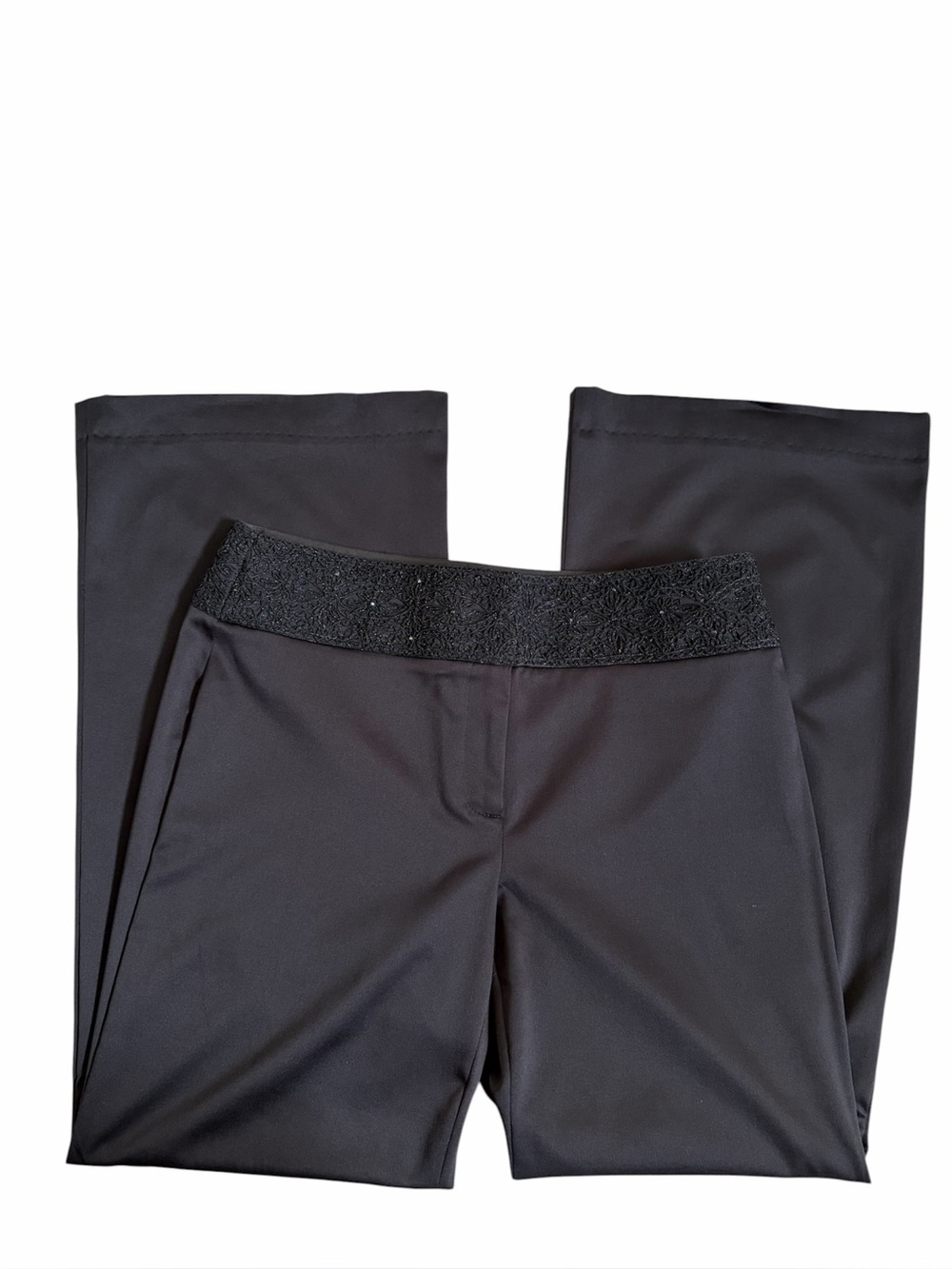 Laundry By Shelli Segal Y2K Vintage Black Satin Wide Leg Pants Women’s Size 10
